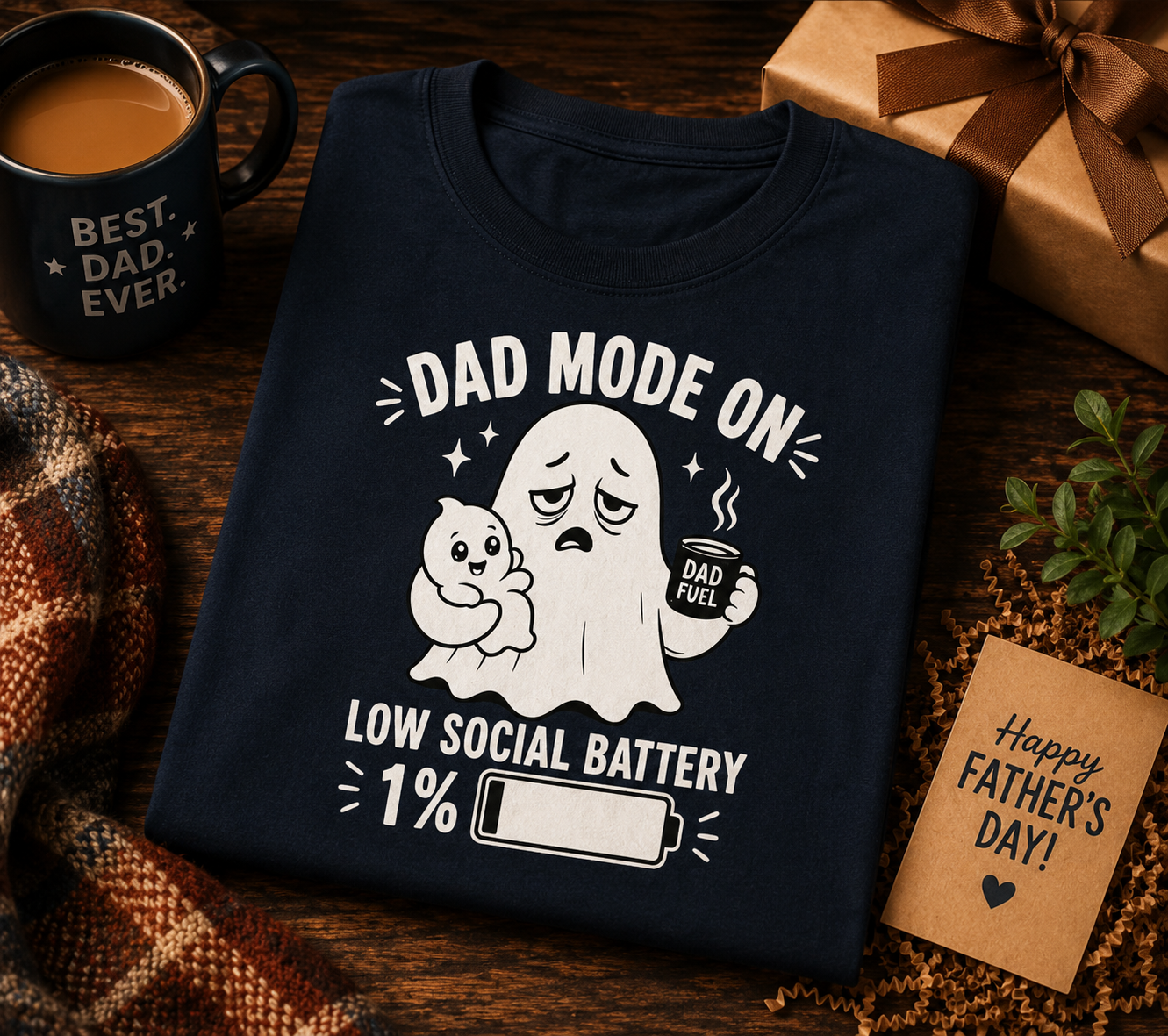 Dad Mode On T-Shirt | Funny Dad Tee | Father Gift | Ghost Dad Shirt | Unisex