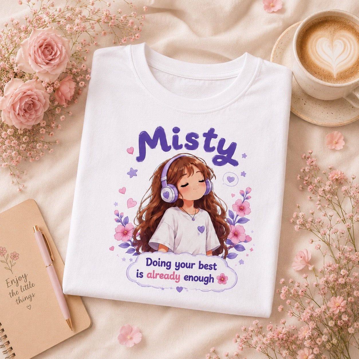 Doing Your Best Is Enough T-Shirt | Misty Kawaii Tee | Self Love Gift | Mental Health Shirt | Unisex