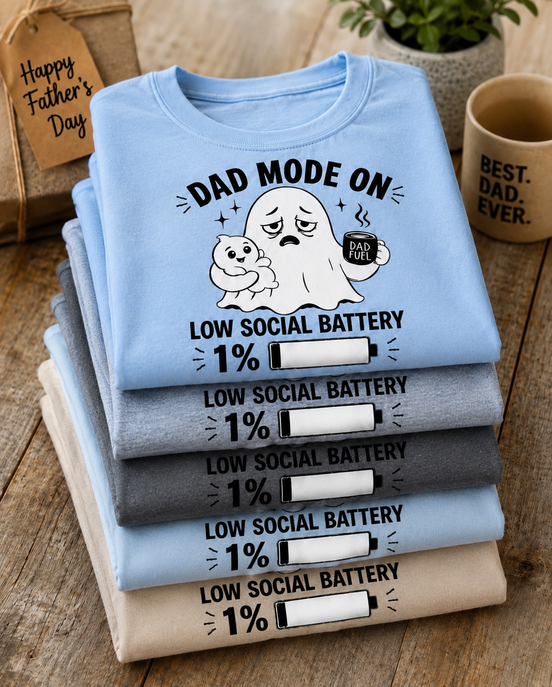 Dad Mode On T-Shirt | Funny Dad Tee | Father Gift | Ghost Dad Shirt | Unisex