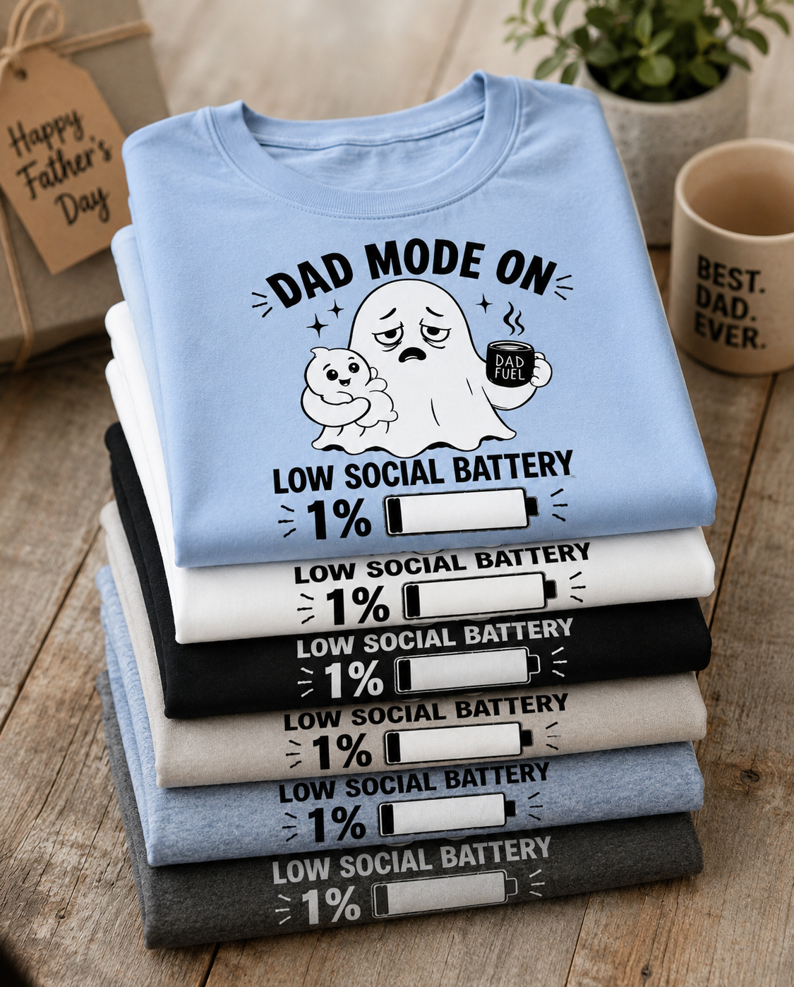 Dad Mode On T-Shirt | Funny Dad Tee | Father Gift | Ghost Dad Shirt | Unisex