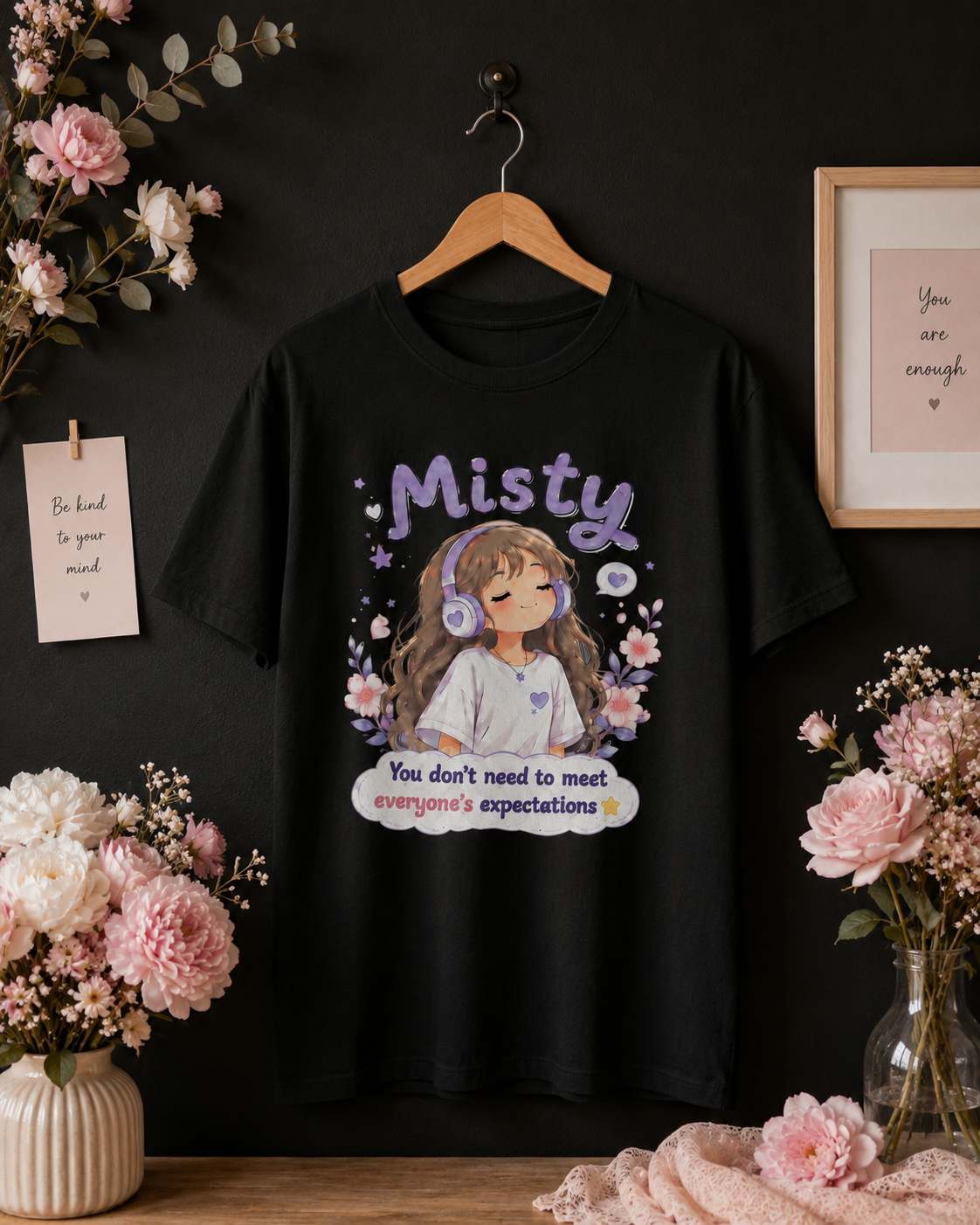 Lower Your Expectations T-Shirt | Misty Kawaii Tee | Funny Realistic Gift | Sarcastic Self Love Shirt | Unisex
