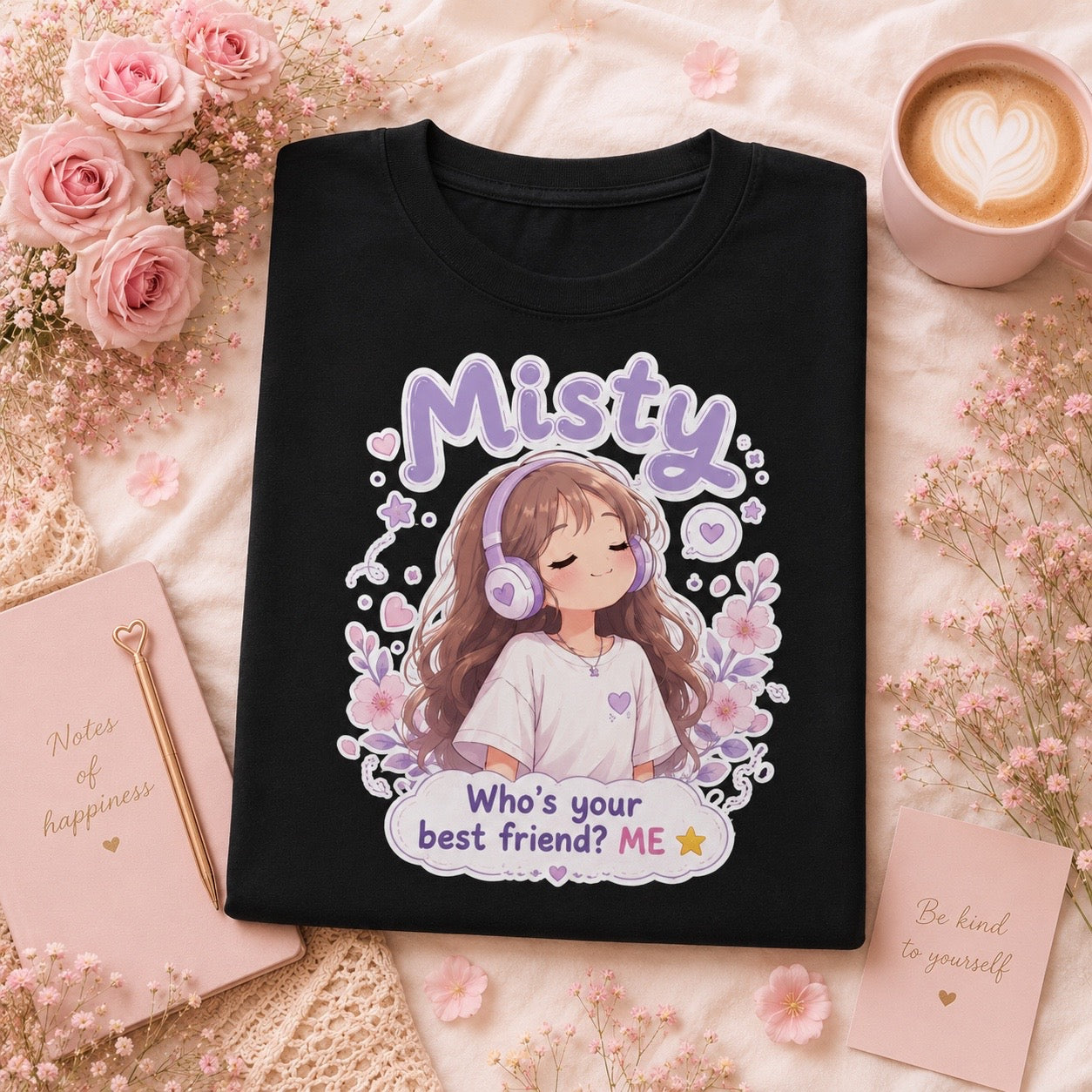 Be Your Own Best Friend T-Shirt | Misty Kawaii Tee | Self Love Gift | Positive Mindset Shirt | Unisex
