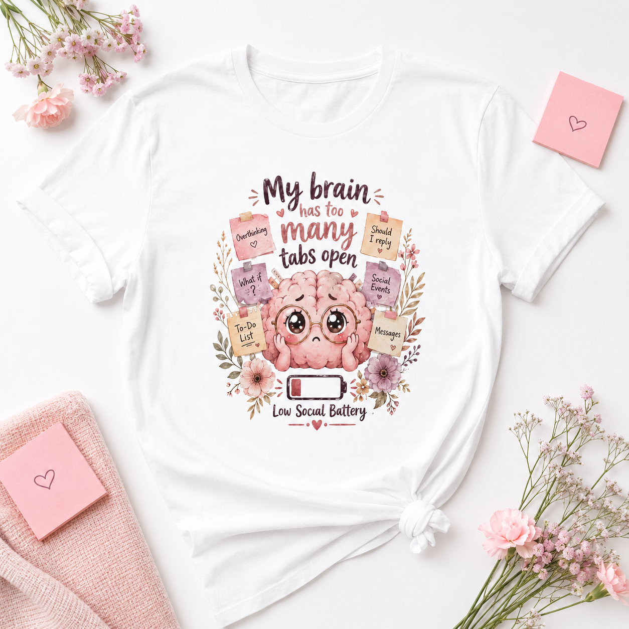 Too Many Tabs Open T-Shirt | Funny Brain Tee | Overthinker Gift | Anxious Mind Shirt | Unisex