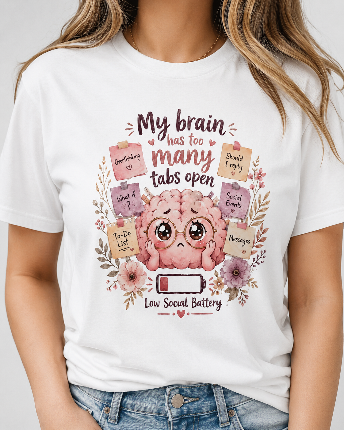 Too Many Tabs Open T-Shirt | Funny Brain Tee | Overthinker Gift | Anxious Mind Shirt | Unisex