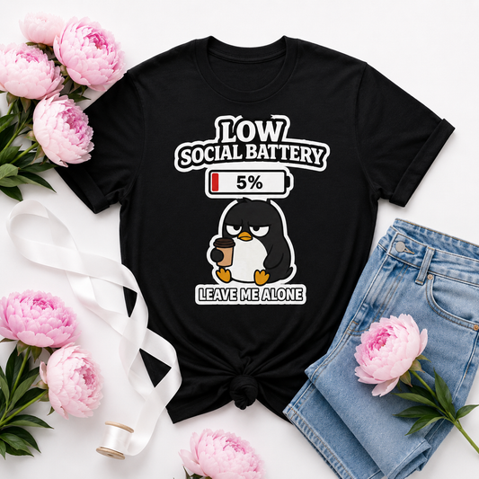 Penguin Leave Me Alone T-Shirt | Funny Introvert Tee | Antisocial Coffee Lover Gift | Unisex
