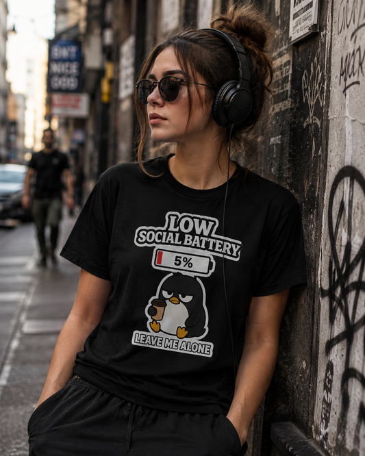 Penguin Leave Me Alone T-Shirt | Funny Introvert Tee | Antisocial Coffee Lover Gift | Unisex