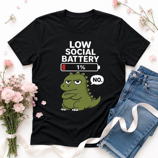 Dinosaur NO T-Shirt | Funny Sarcastic Tee | Introvert Gift | Antisocial Shirt | Unisex