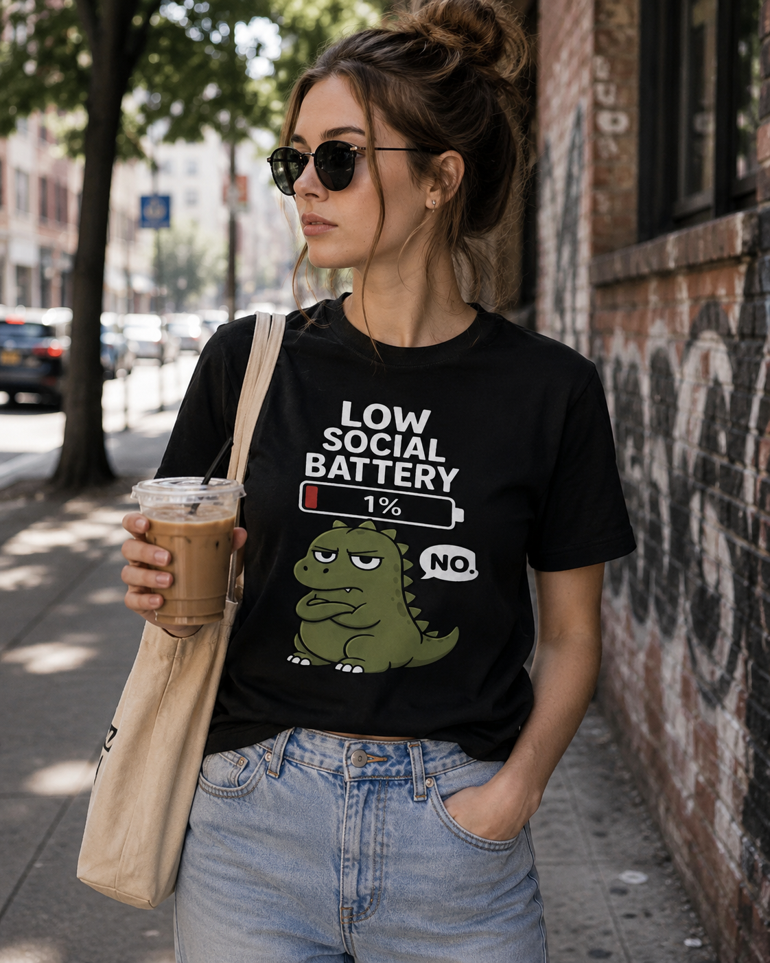 Dinosaur NO T-Shirt | Funny Sarcastic Tee | Introvert Gift | Antisocial Shirt | Unisex