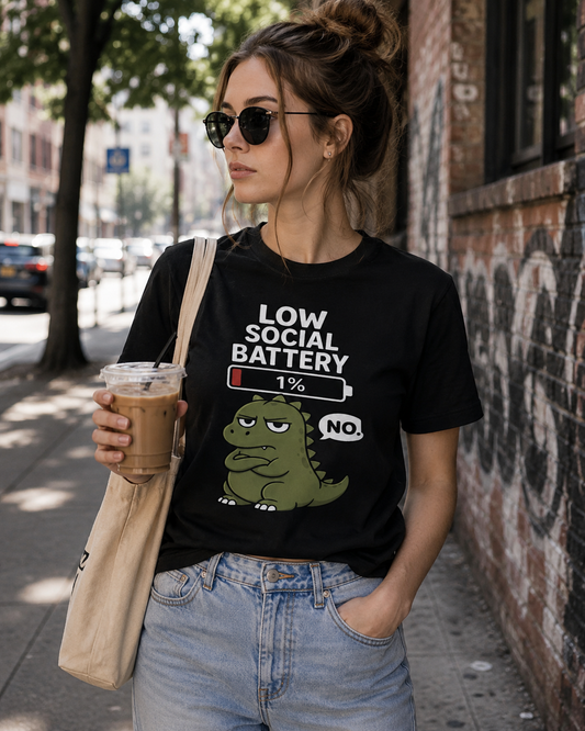 Dinosaur NO T-Shirt | Funny Sarcastic Tee | Introvert Gift | Antisocial Shirt | Unisex