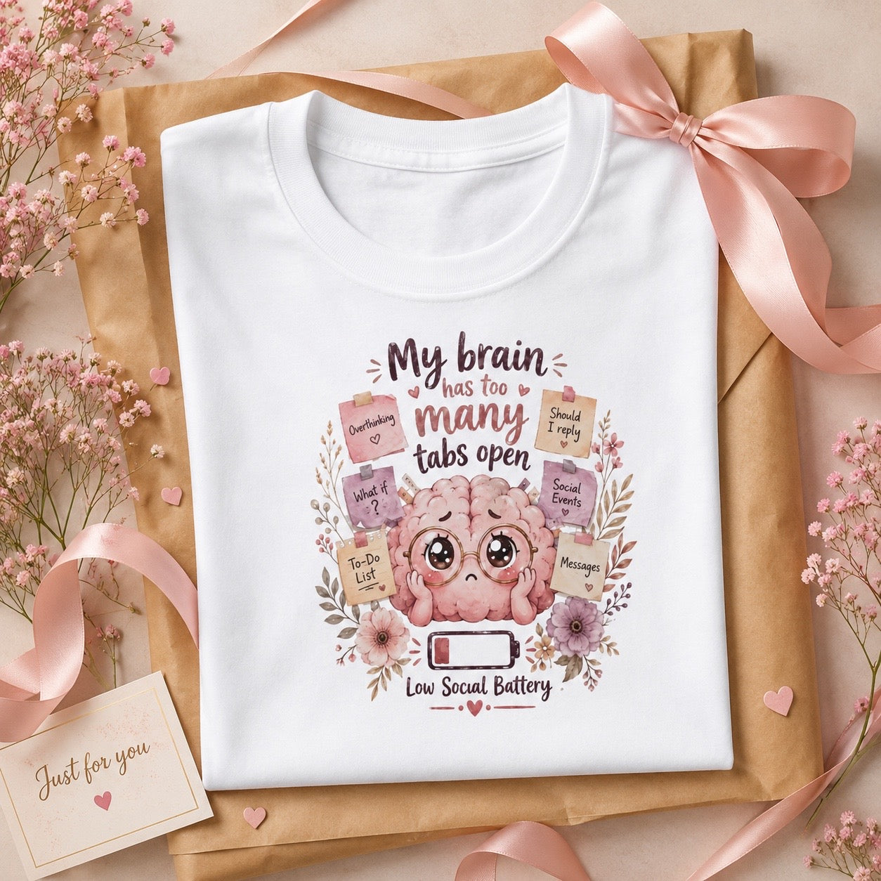 Too Many Tabs Open T-Shirt | Funny Brain Tee | Overthinker Gift | Anxious Mind Shirt | Unisex