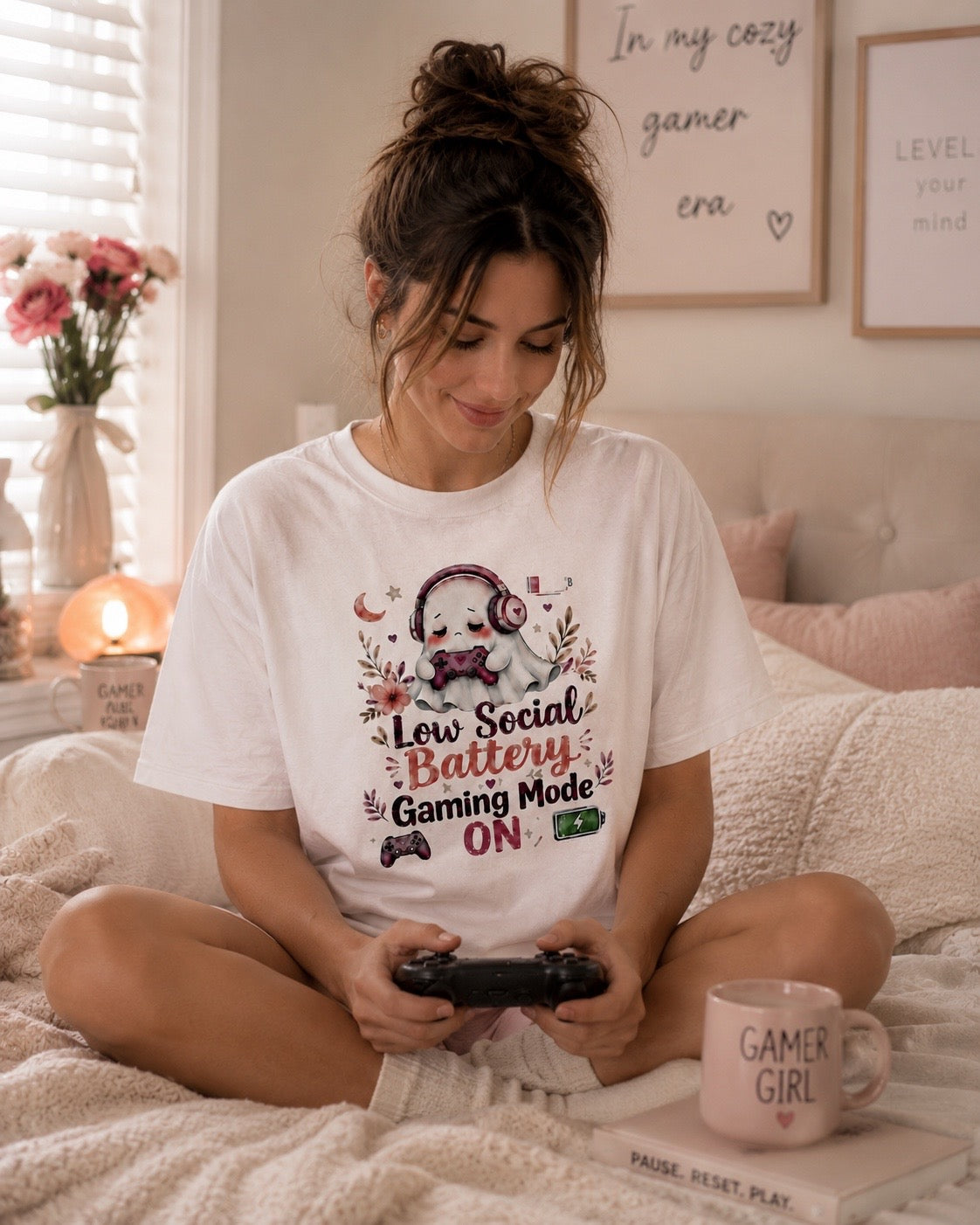 Gaming Mode On T-Shirt | Funny Gamer Tee | Do Not Disturb Gift | Ghost Gamer Shirt | Unisex